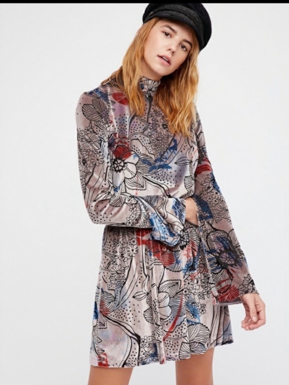 Free People Christine Velvet Fit & Flare Mini Dress